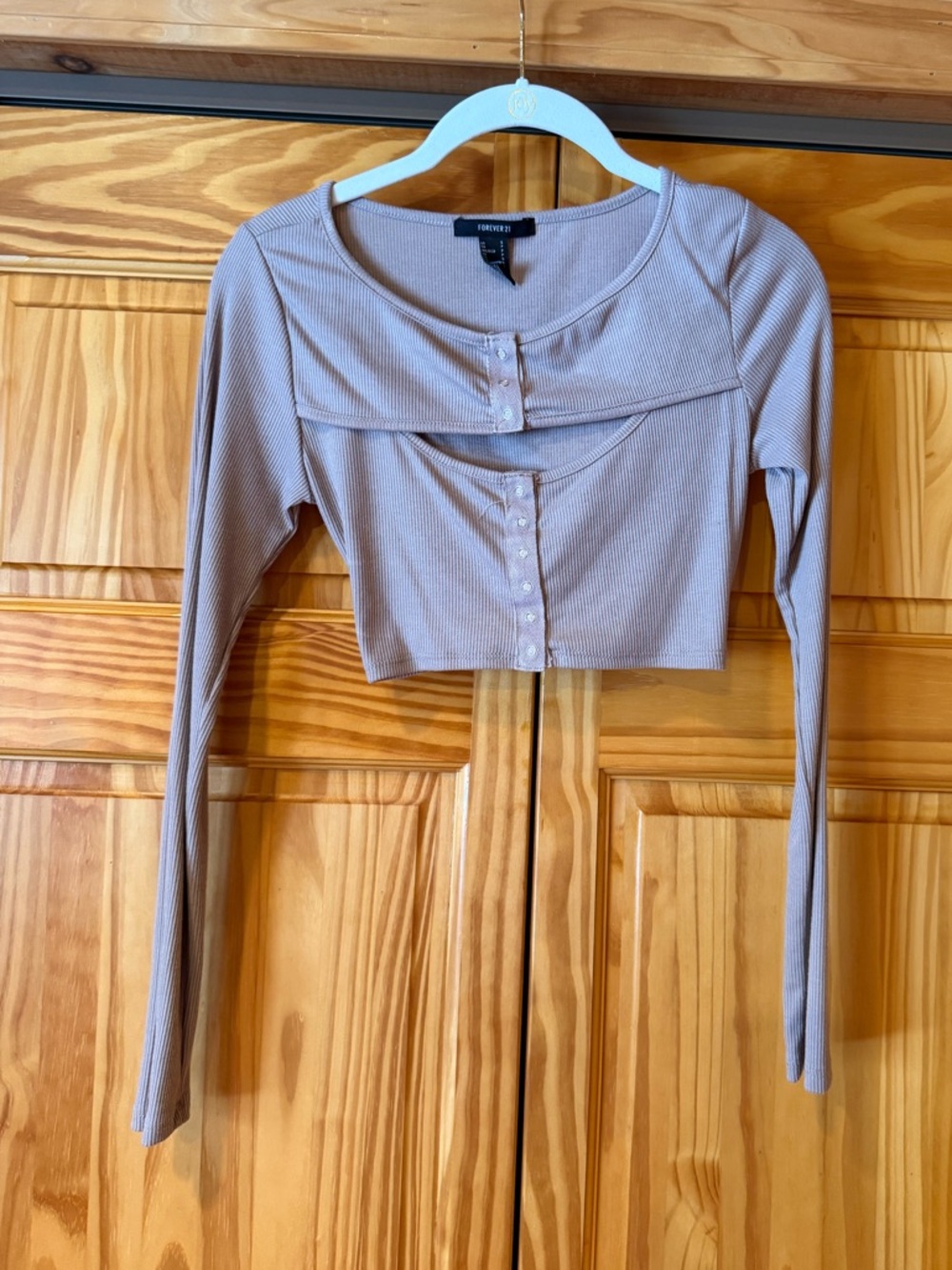 Forever 21 ribbed cutout long sleeve crop top
